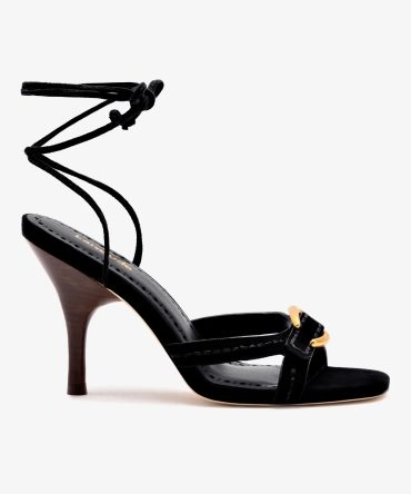 Verona Strappy Sandal In Black Suede
