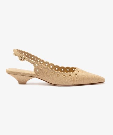 Florence Broderie Pump In Beige Raffia