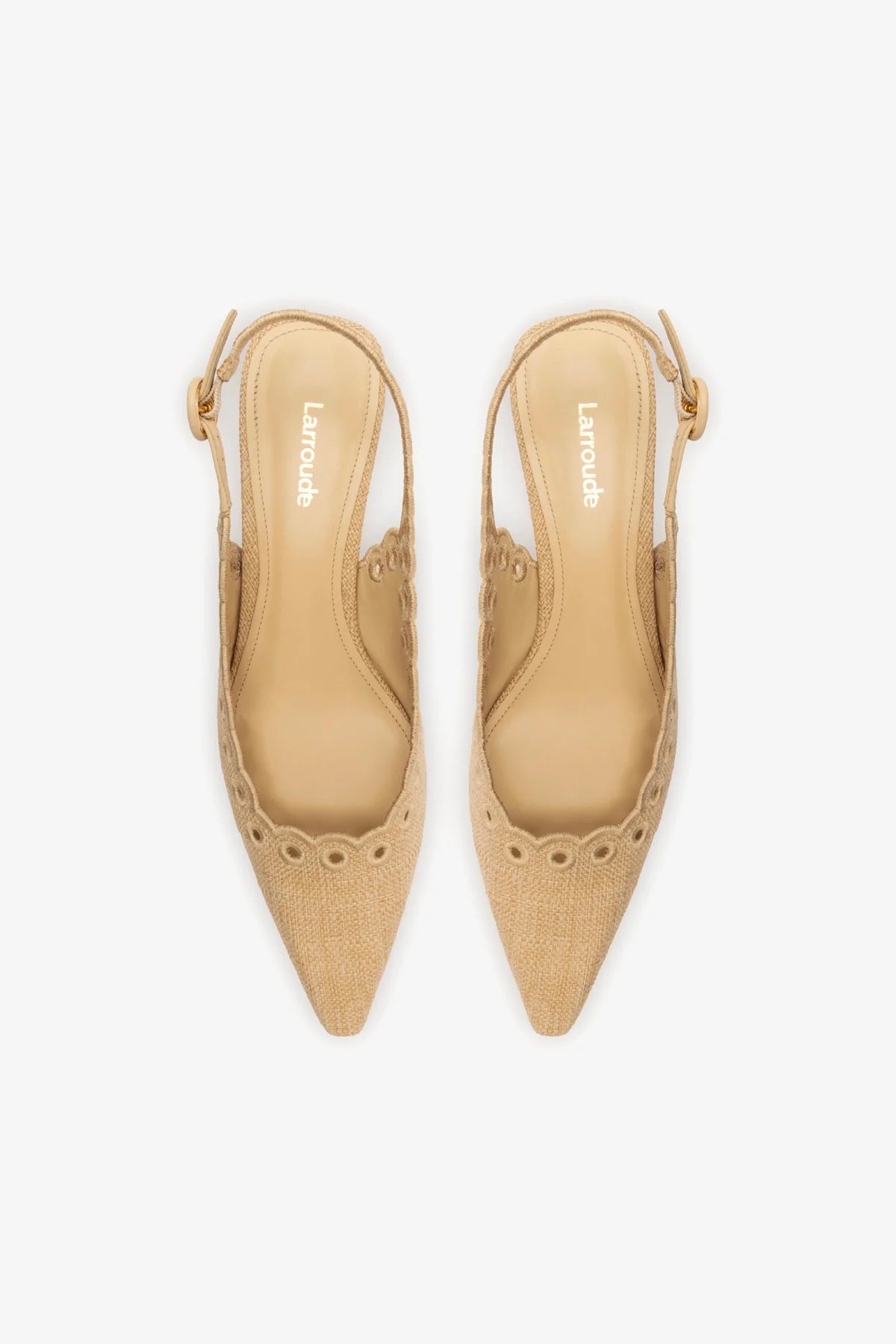 Florence Broderie Pump In Beige Raffia - Image 3