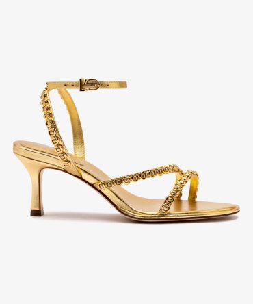 Milanina Mini Sandal In Gold Metallic Leather
