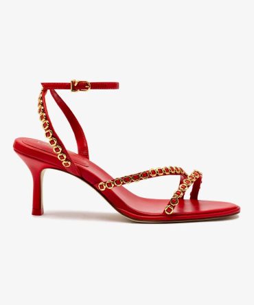 Milanina Mini Sandal In Scarlet Leather