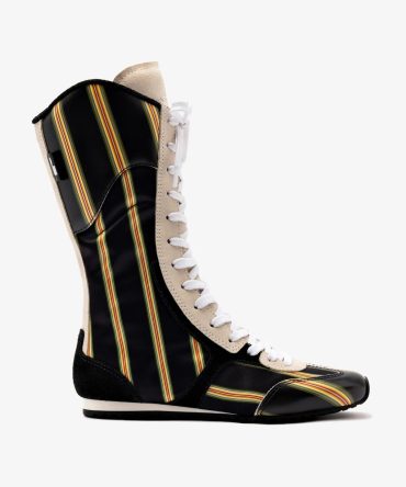 Larroudé x Jonathan Cohen Flat Lo Sneaker Boot In Black Striped Suede