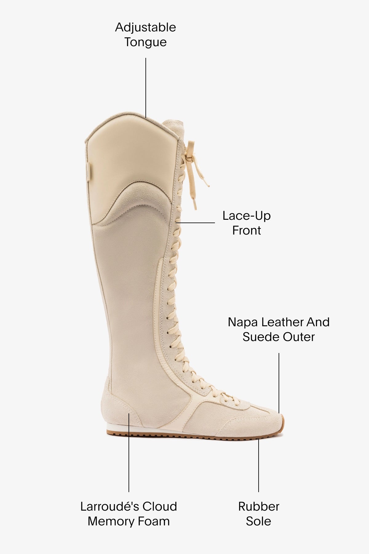 Larroudé x Jonathan Cohen Flat Hi Sneaker Boot In Mushroom Grey Suede and Ivory Leather - Image 5