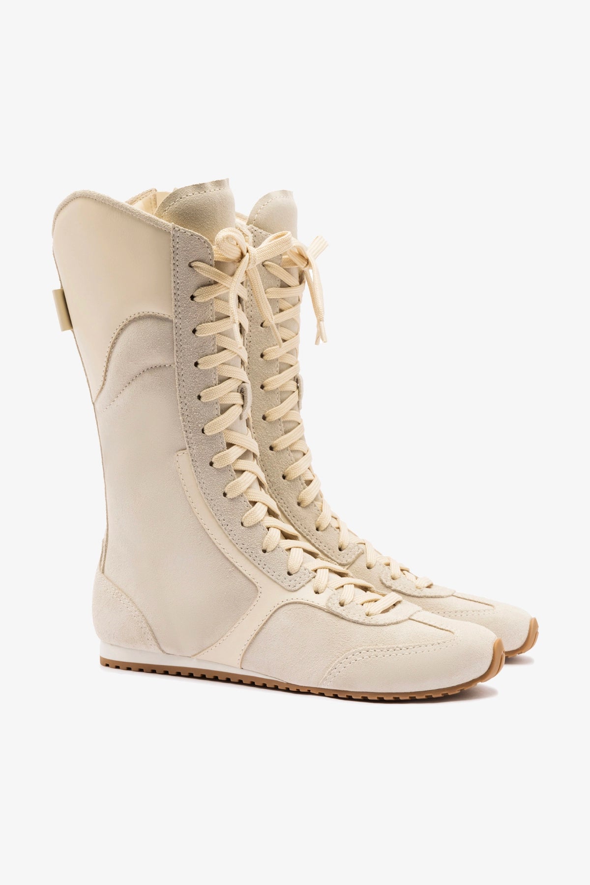 Larroudé x Jonathan Cohen Flat Lo Sneaker Boot In Mushroom Grey Suede and Ivory Leather - Image 2