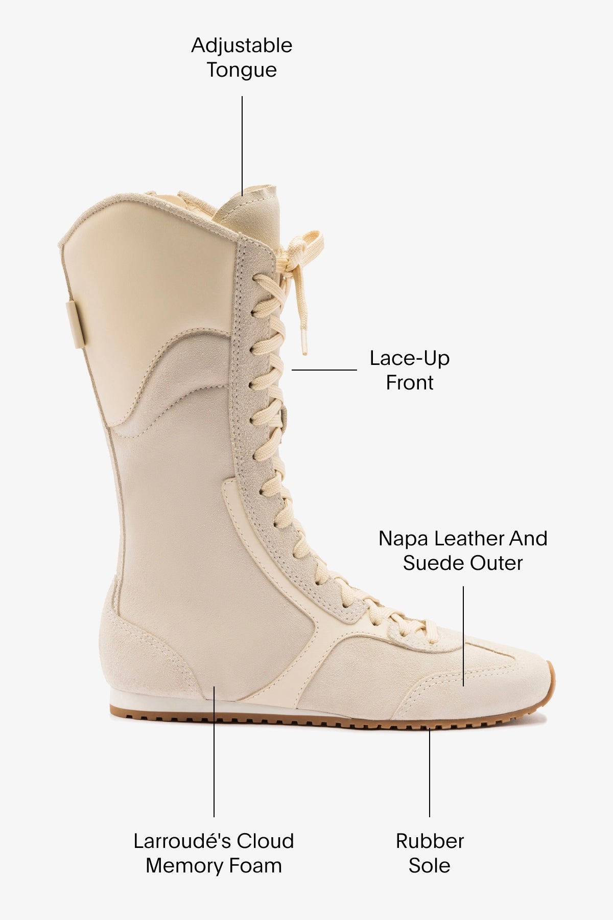 Larroudé x Jonathan Cohen Flat Lo Sneaker Boot In Mushroom Grey Suede and Ivory Leather - Image 5