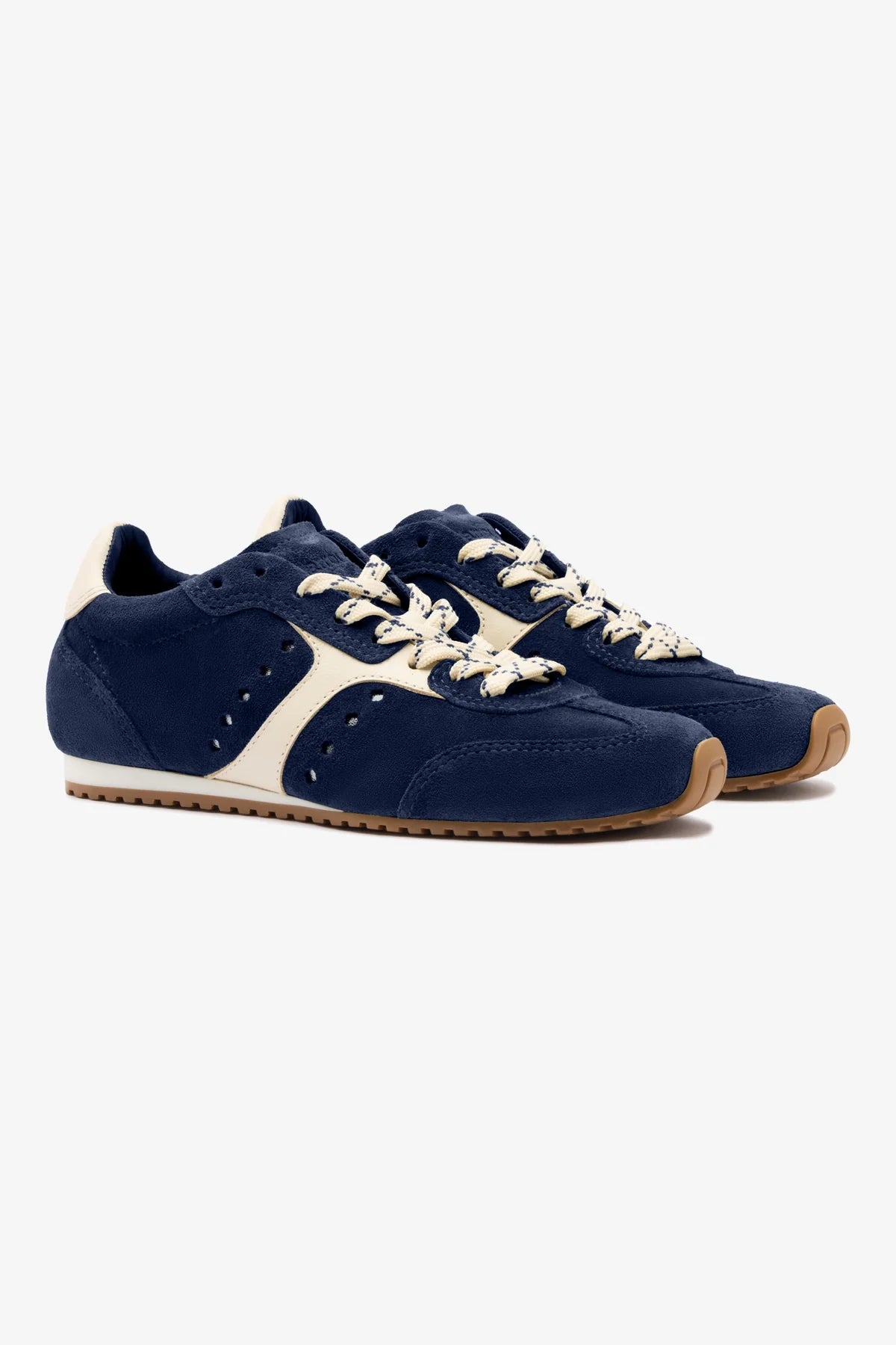Stella Sneaker In Navy Suede and Ivory Leather - Image 2