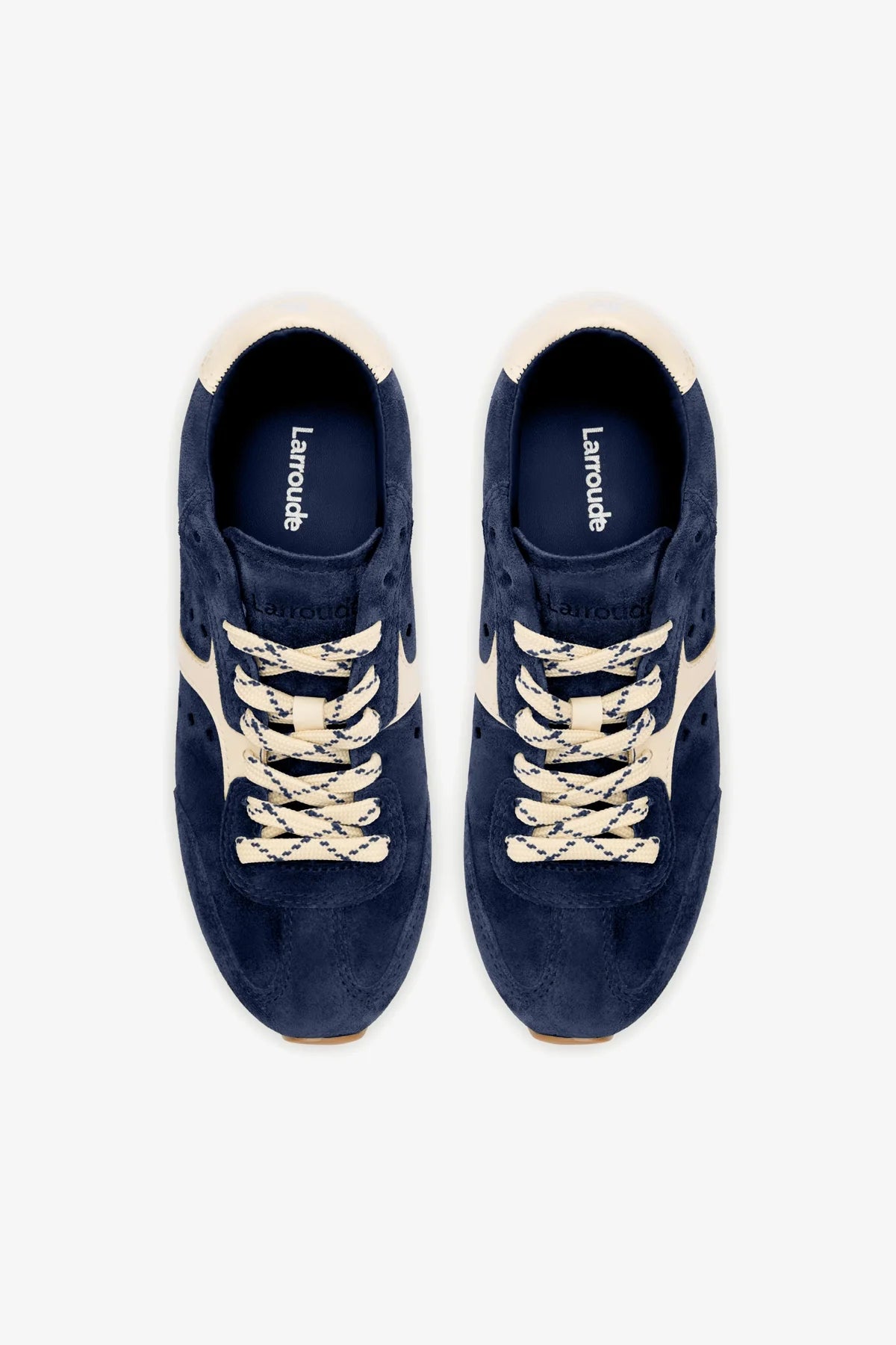 Stella Sneaker In Navy Suede and Ivory Leather - Image 3