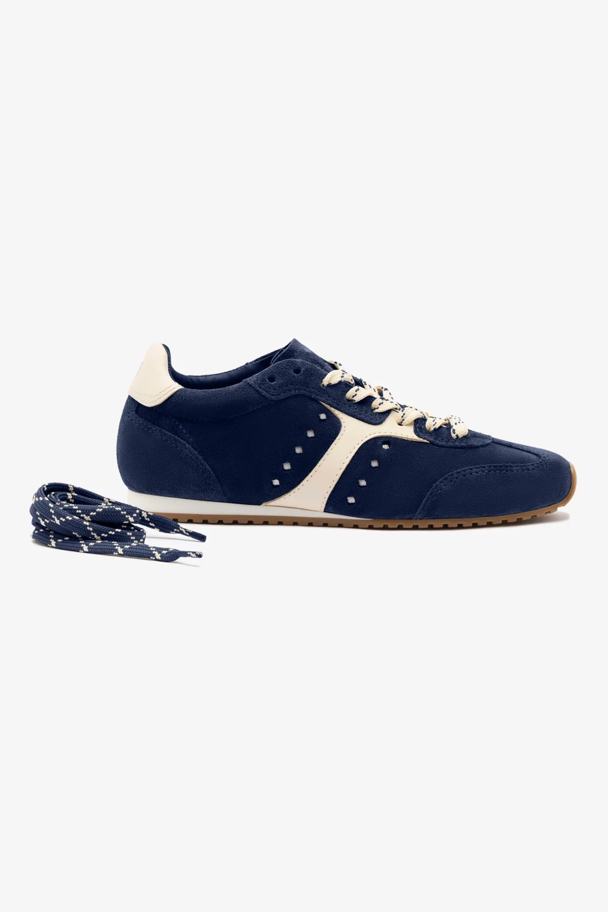 Stella Sneaker In Navy Suede and Ivory Leather - Image 4