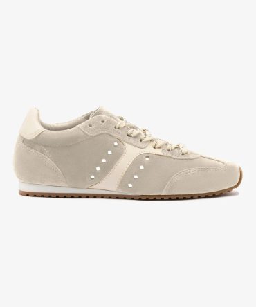 Stella Sneaker In Mushroom Grey Suede and Ivory Leather