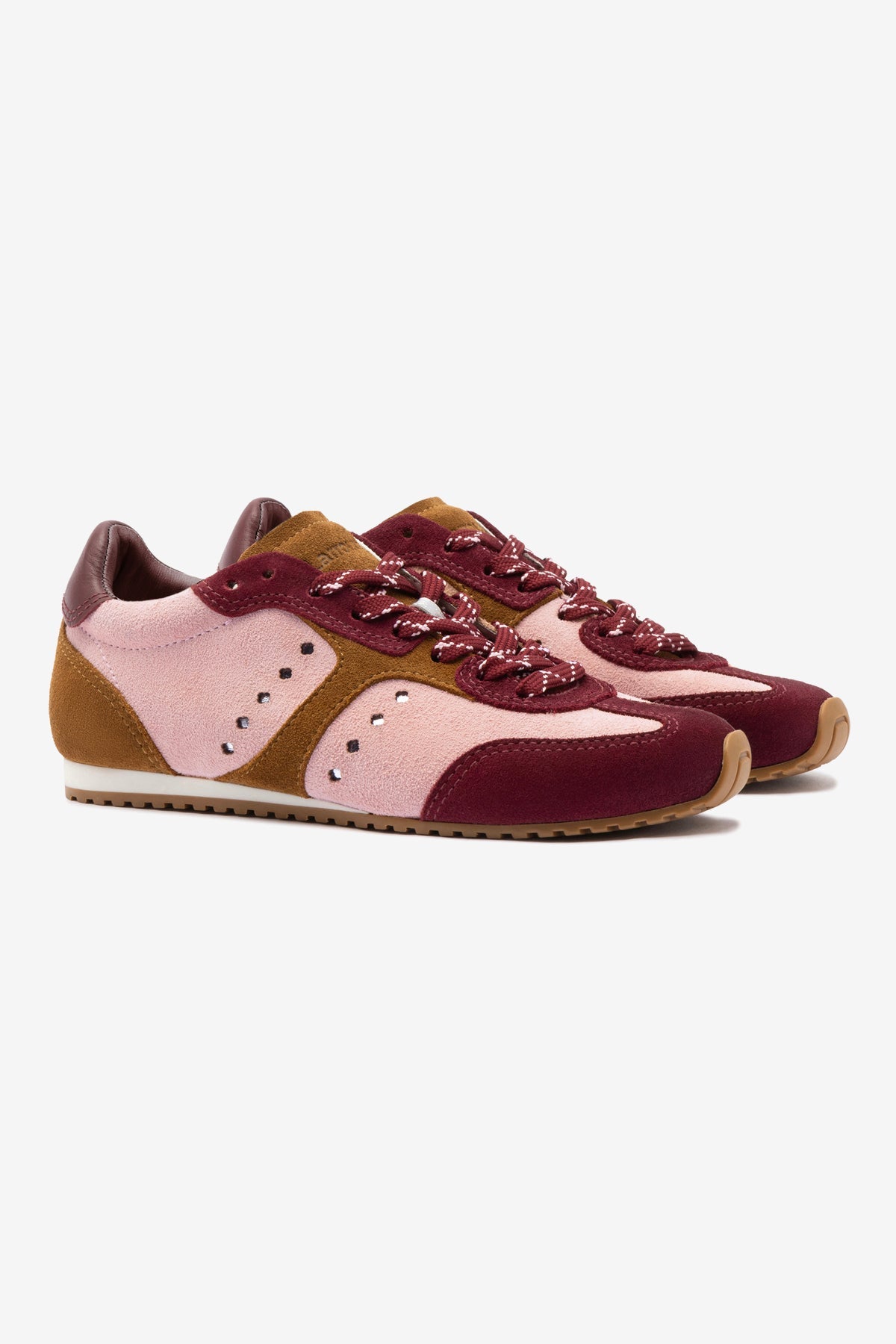 Stella Sneaker In Tulip, Russet and Wine Suede and Silver Metallic Leather - Image 2