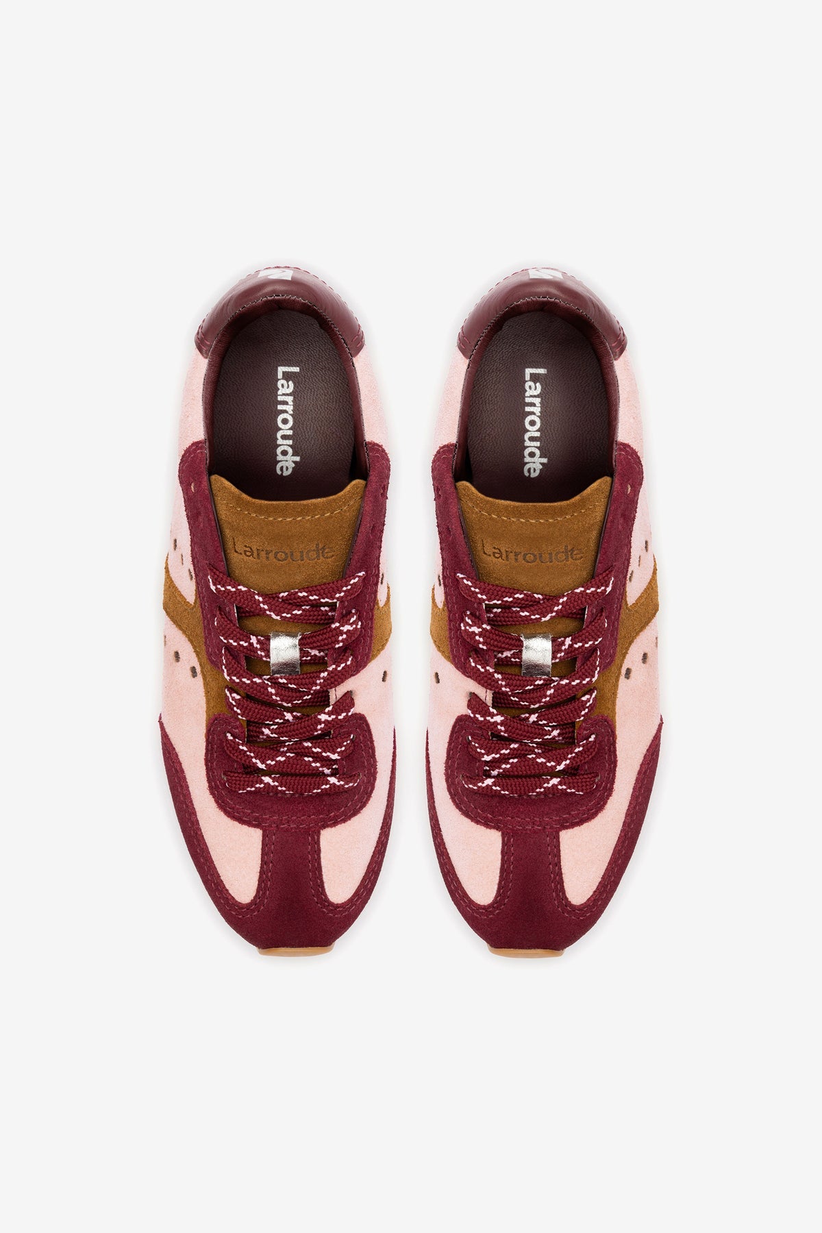 Stella Sneaker In Tulip, Russet and Wine Suede and Silver Metallic Leather - Image 3