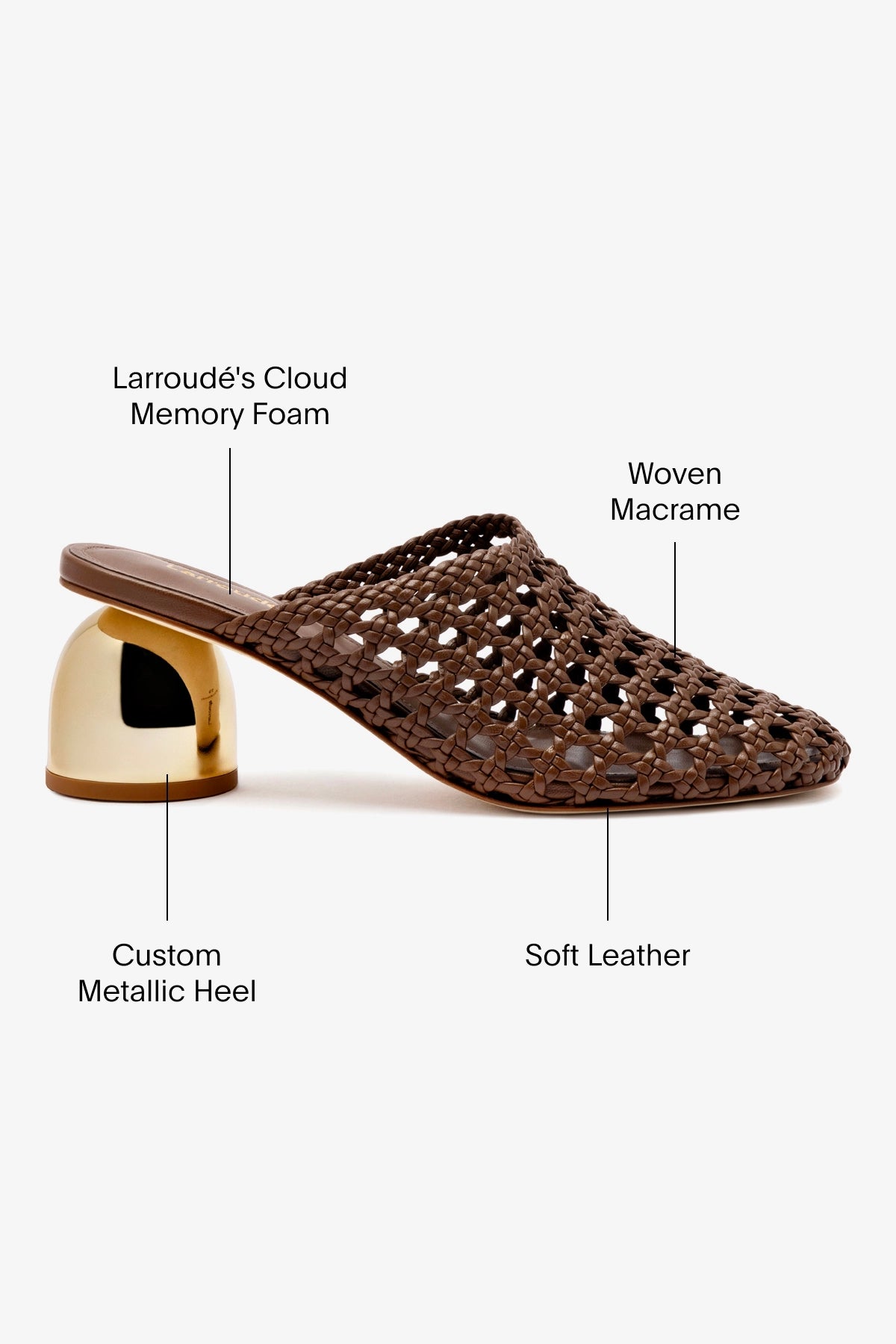 Dew Drop Macrame Mule In Burnt Umber Leather - Image 5