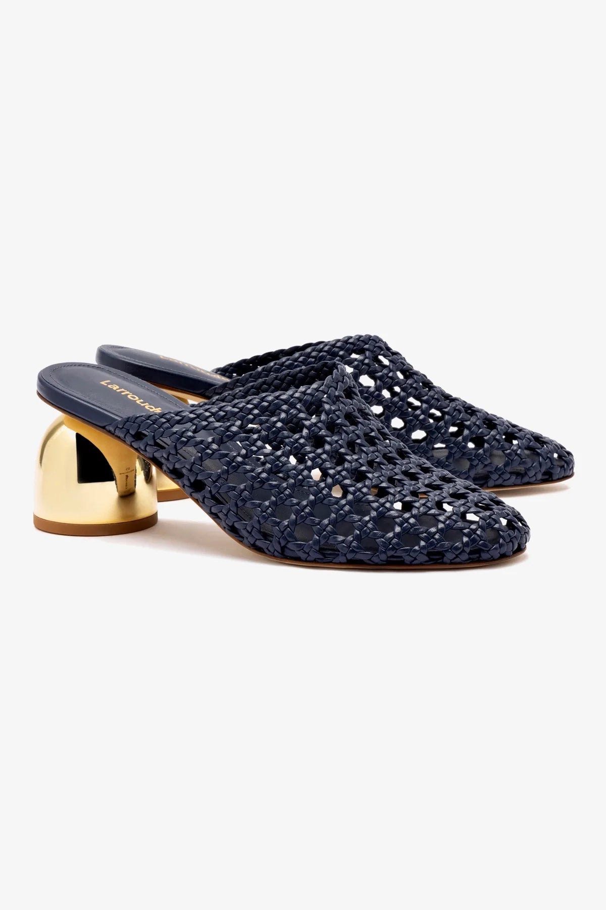 Dew Drop Macrame Mule In Navy Leather - Image 2