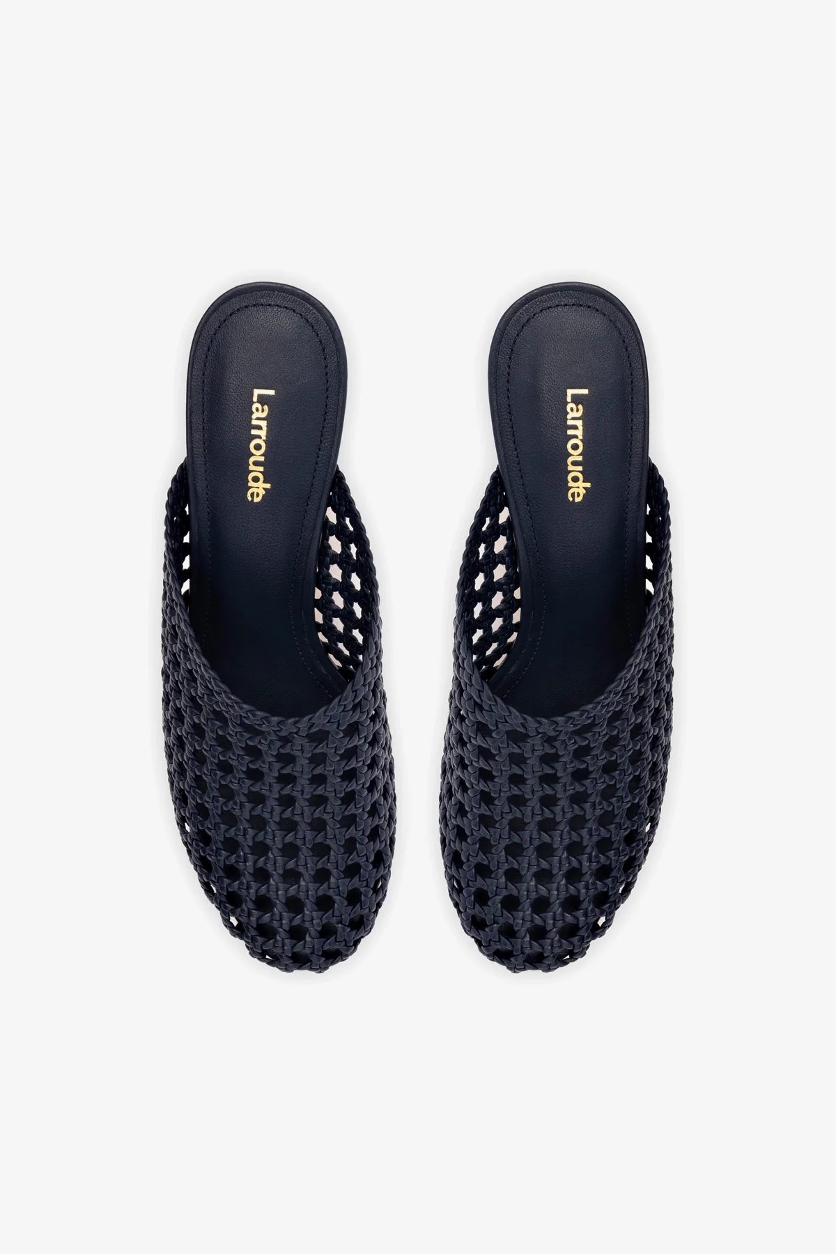 Dew Drop Macrame Mule In Navy Leather - Image 3