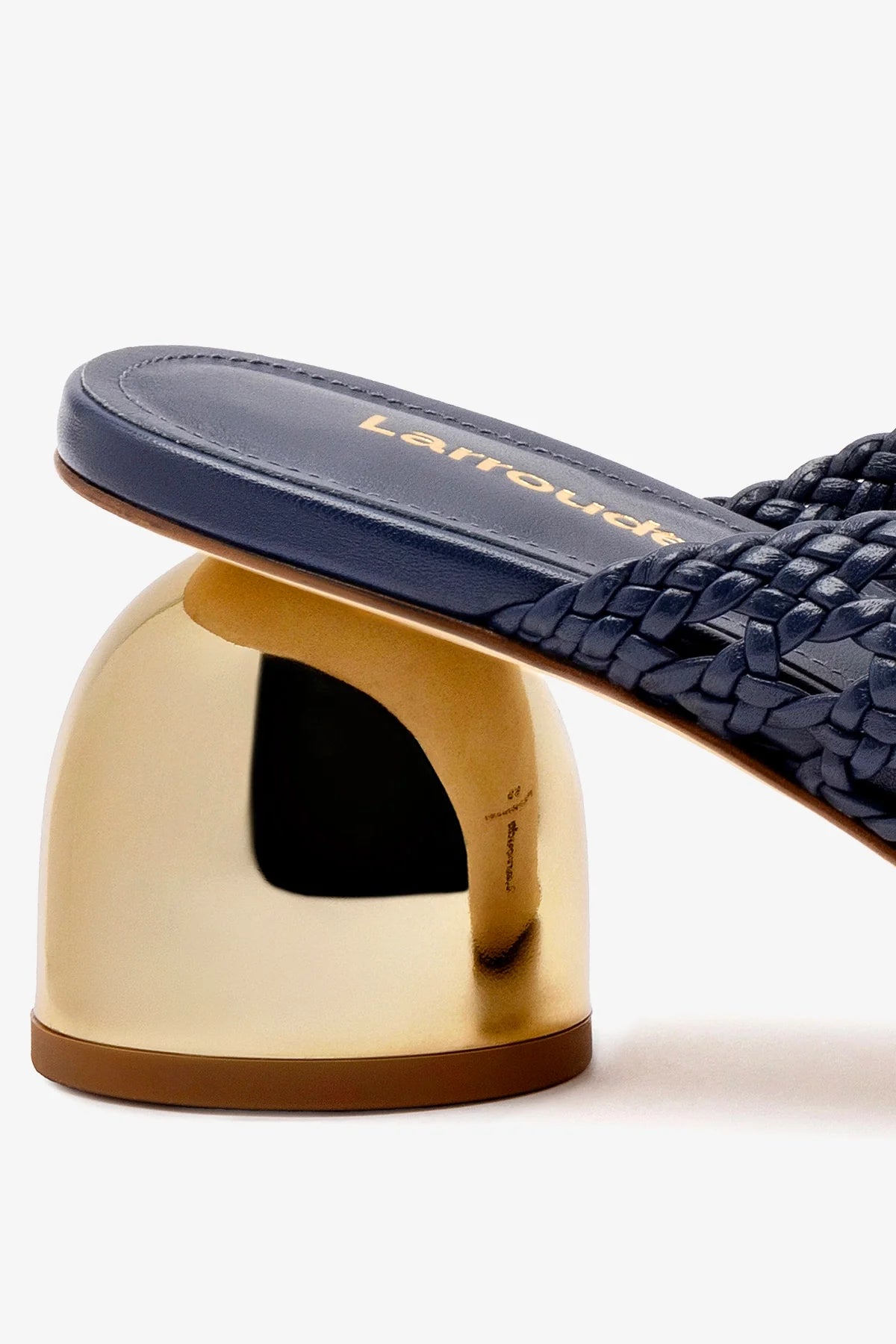 Dew Drop Macrame Mule In Navy Leather - Image 4