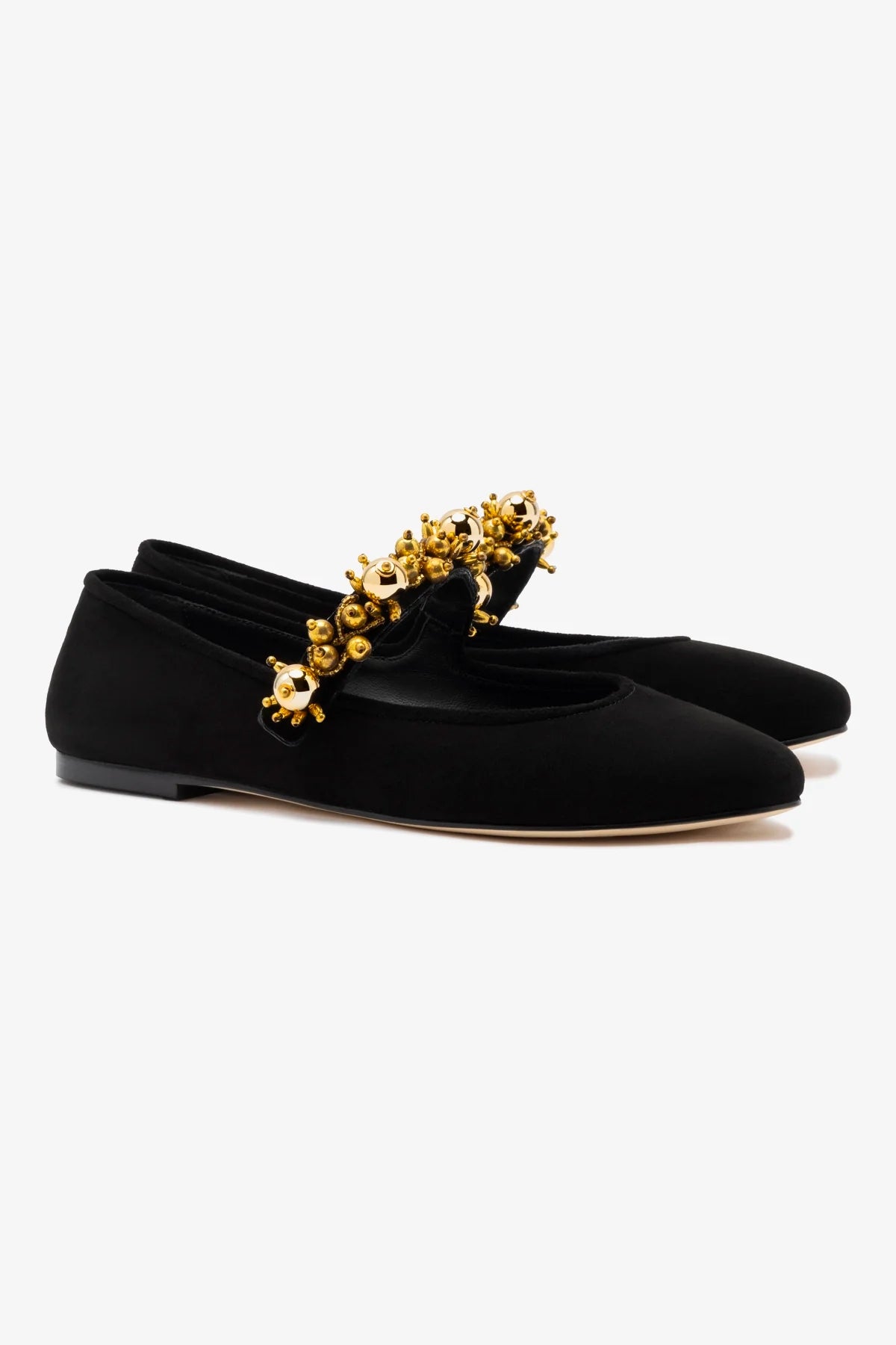 Larroudé x Libertine Verona In Black Suede and Golden Balls - Image 2