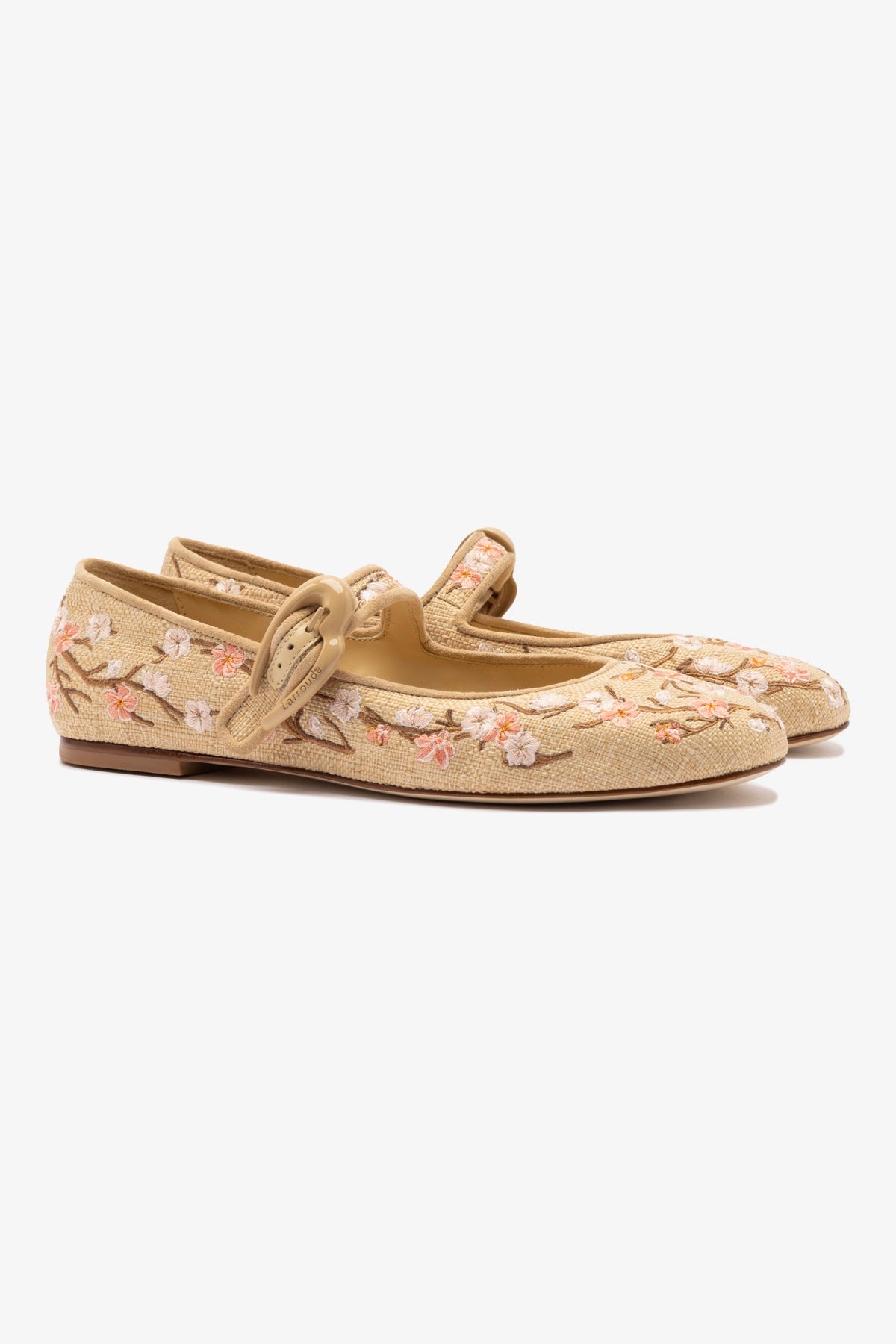 Verona Ballet Flat In Beige Sakura Printed Raffia - Image 2