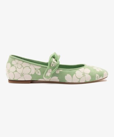 Verona Ballet Flat In Pistacchio Sakura Printed Suede
