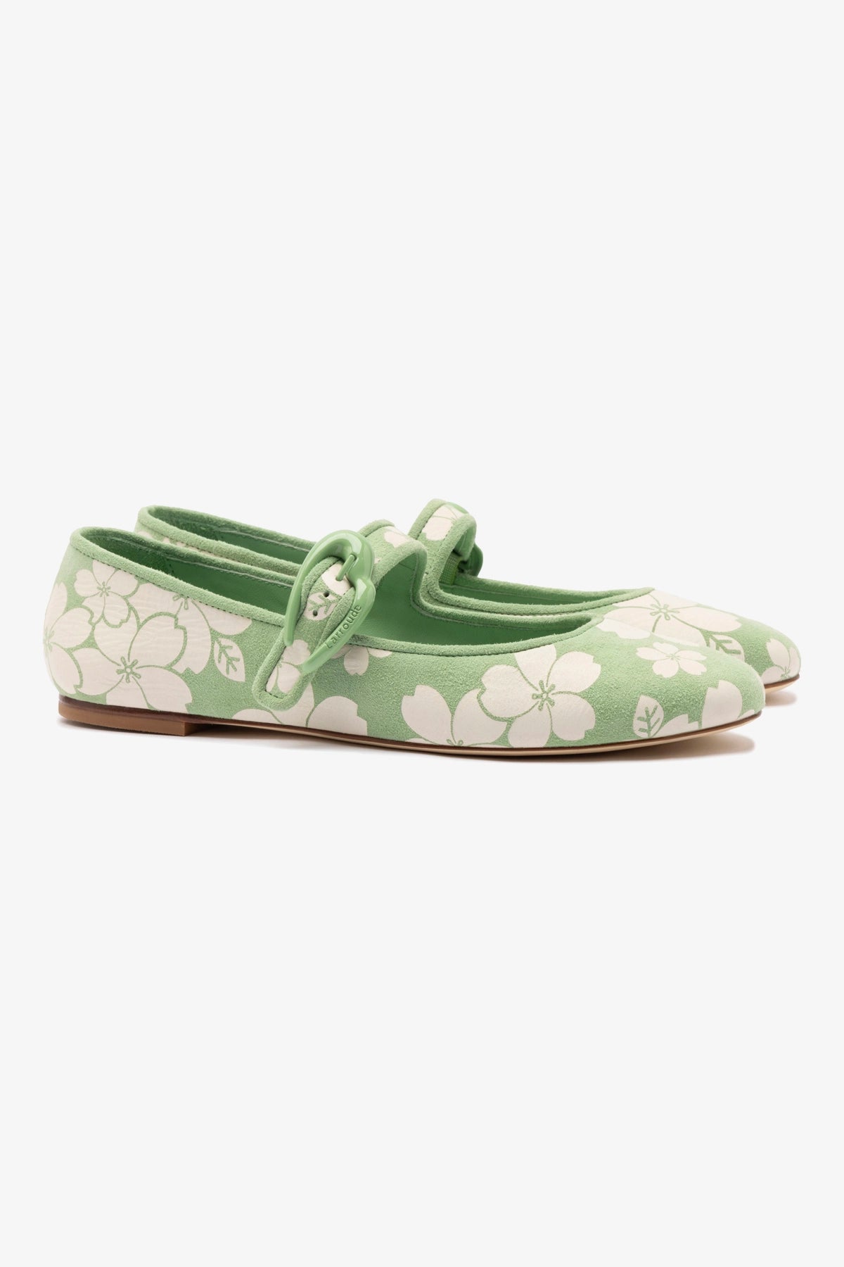 Verona Ballet Flat In Pistacchio Sakura Printed Suede - Image 2