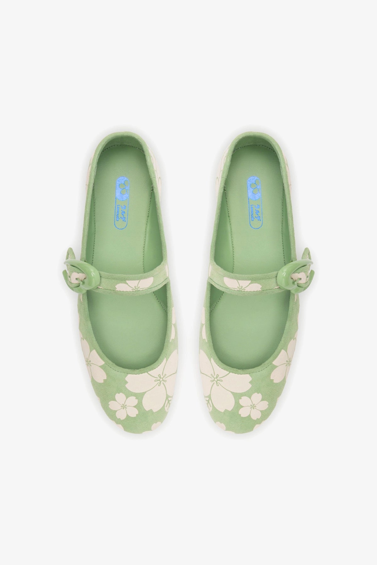 Verona Ballet Flat In Pistacchio Sakura Printed Suede - Image 3