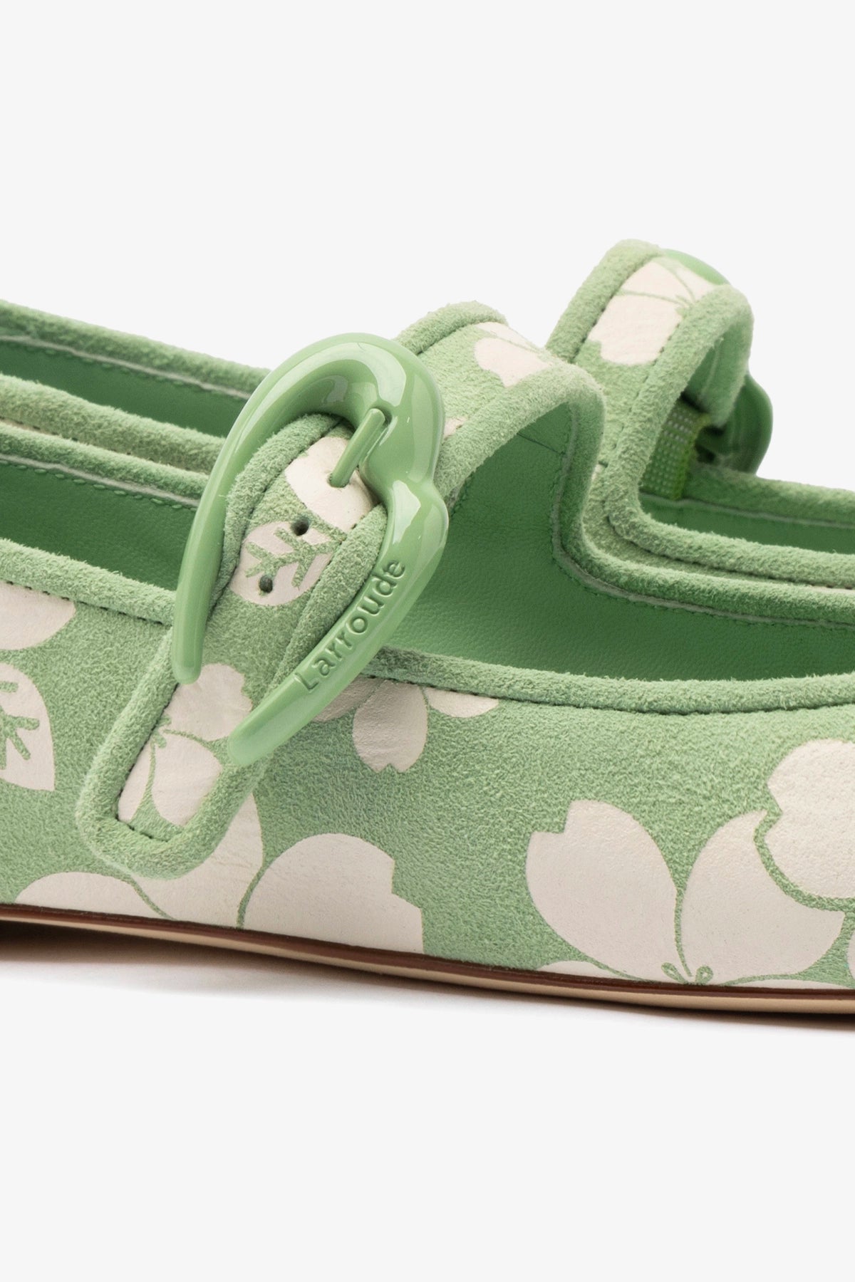 Verona Ballet Flat In Pistacchio Sakura Printed Suede - Image 4