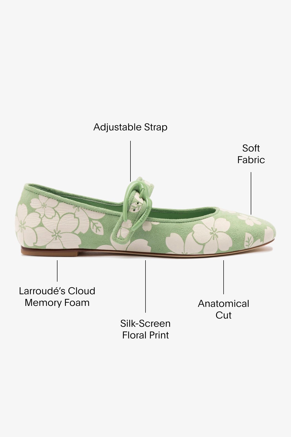 Verona Ballet Flat In Pistacchio Sakura Printed Suede - Image 6