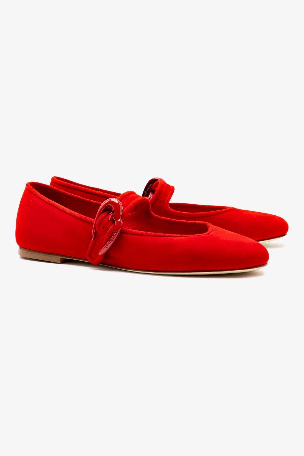 Verona Ballet Flat In Scarlet Suede - Image 2