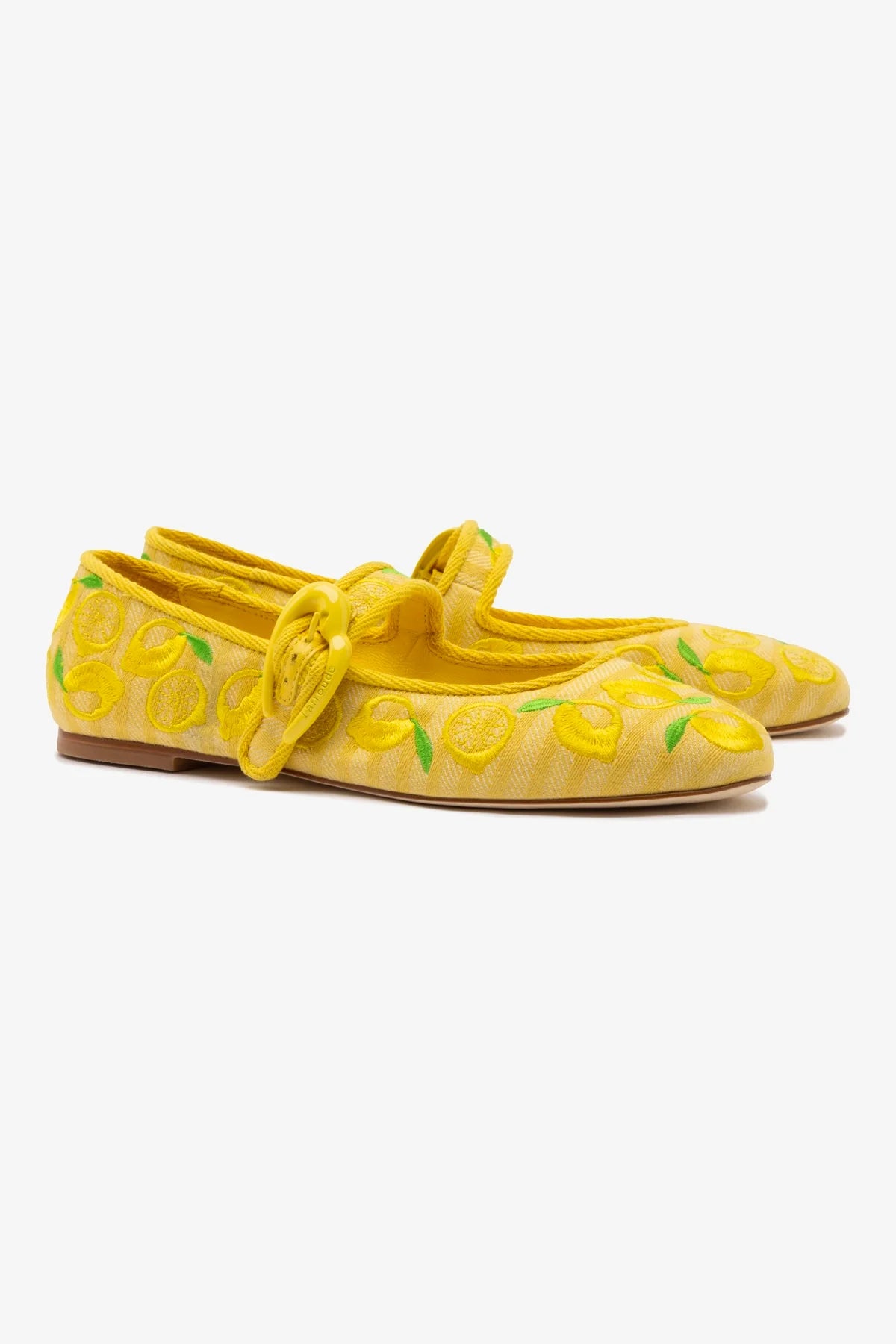 Verona Ballet Flat In Sunrise Striped Fabric and Sicilian Lemon Embroidery - Image 2