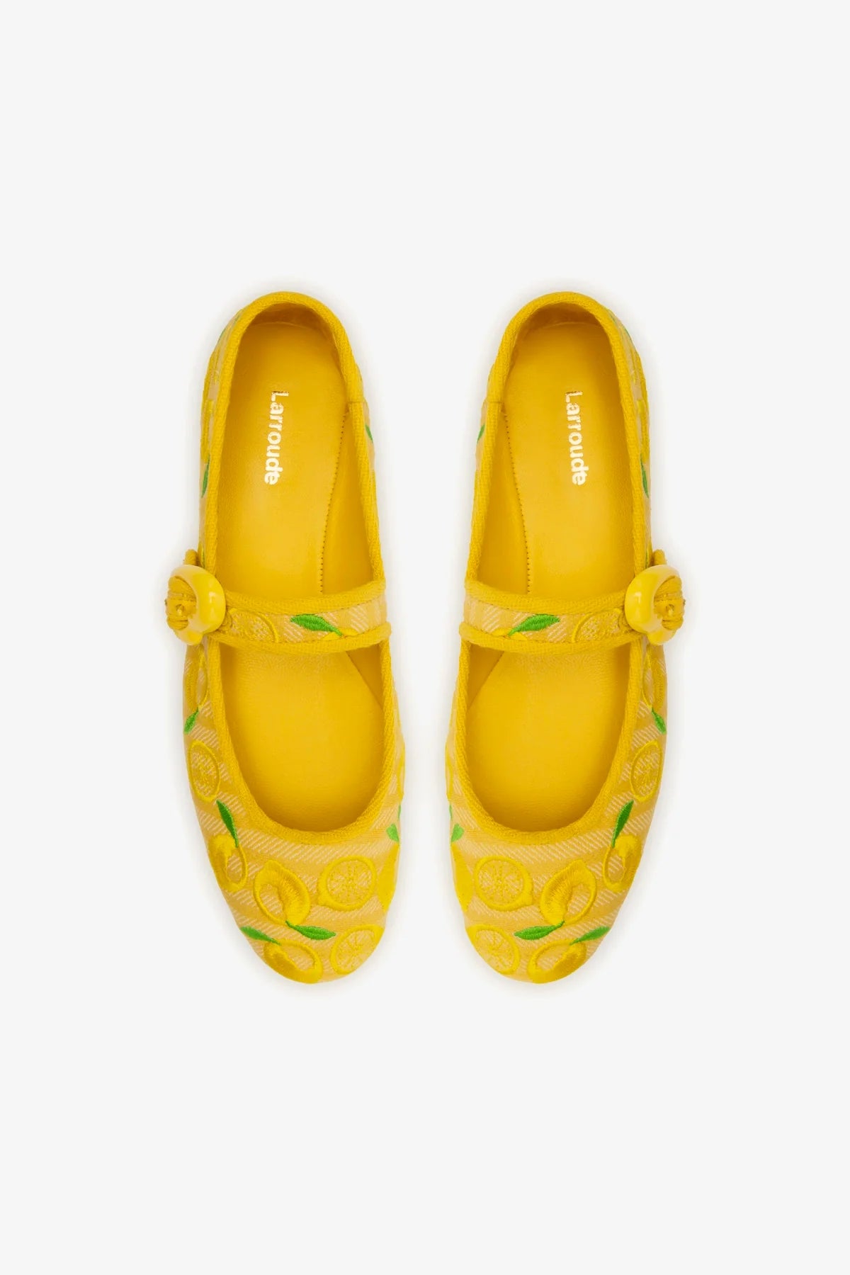 Verona Ballet Flat In Sunrise Striped Fabric and Sicilian Lemon Embroidery - Image 3
