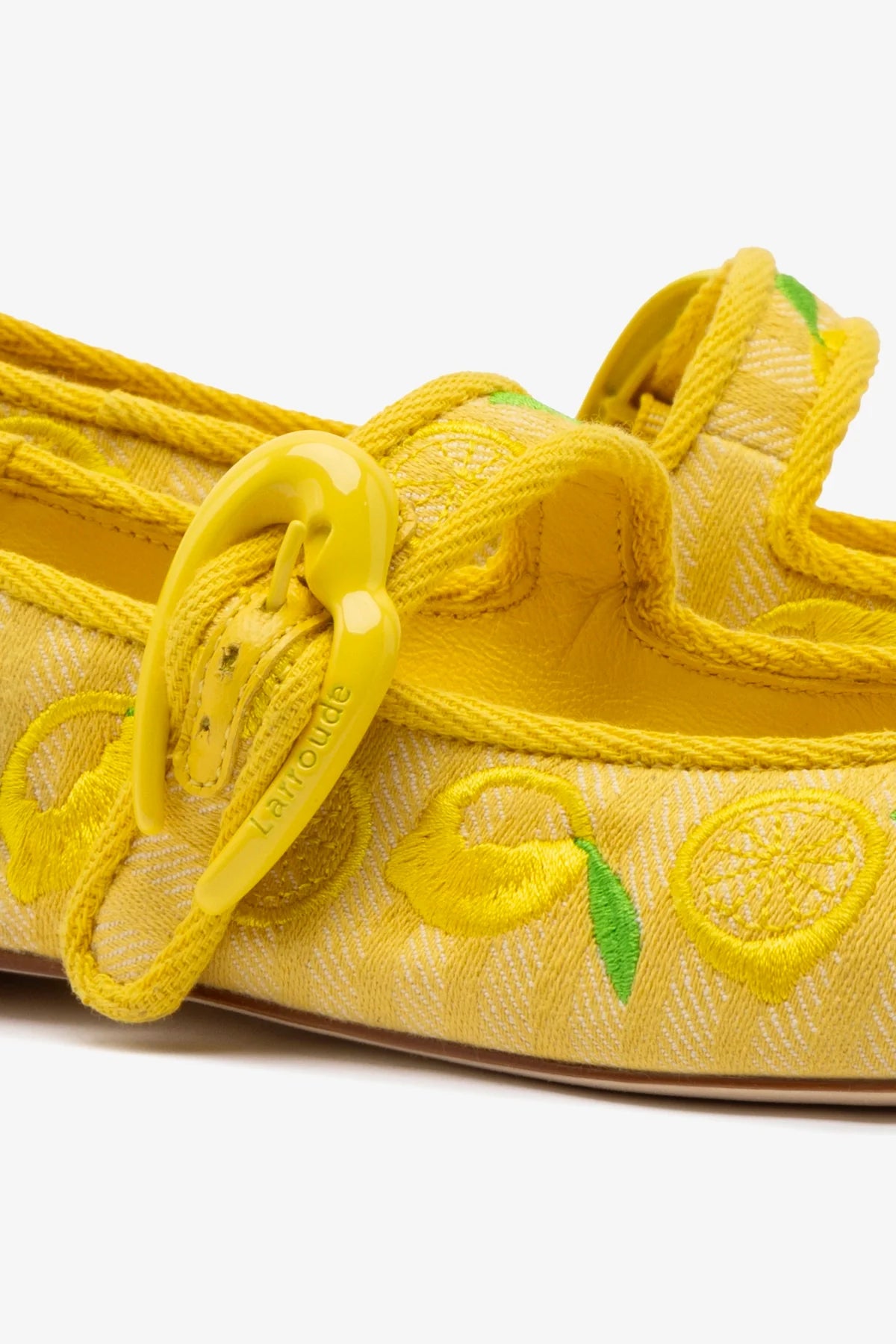Verona Ballet Flat In Sunrise Striped Fabric and Sicilian Lemon Embroidery - Image 4