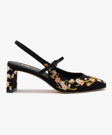 Georgina Pump In Black Sakura Printed Fabric