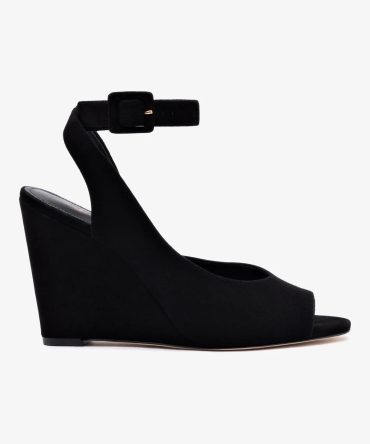 Deena By Larroudé Wedge Sandal In Black Suede
