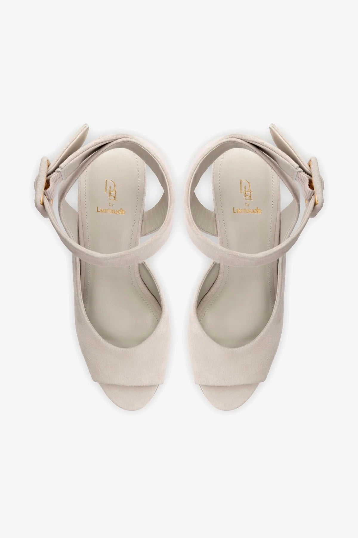 Deena By Larroudé Wedge Sandal In Mushroom Grey Suede - Image 3