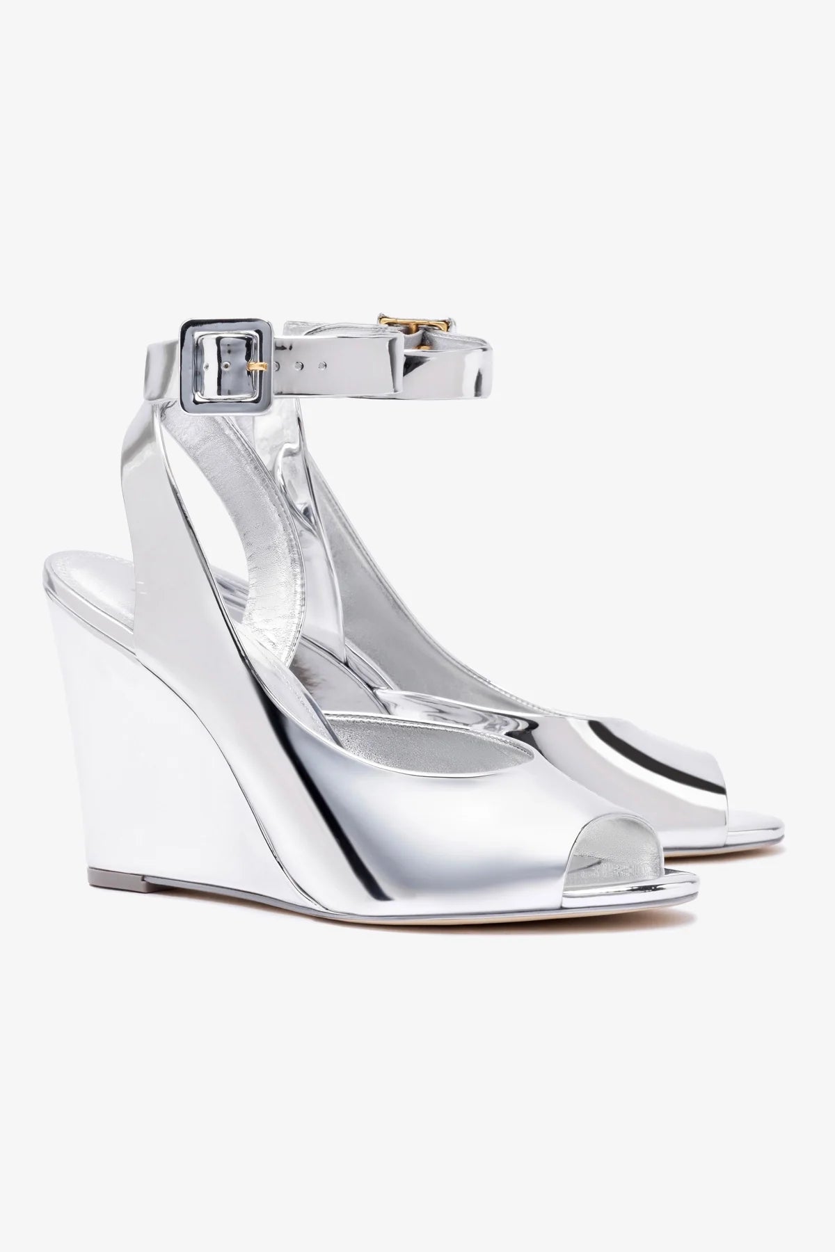 Deena By Larroudé Wedge Sandal In Silver Specchio - Image 2