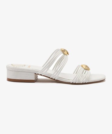 Shelly Flat Mule In White Leather