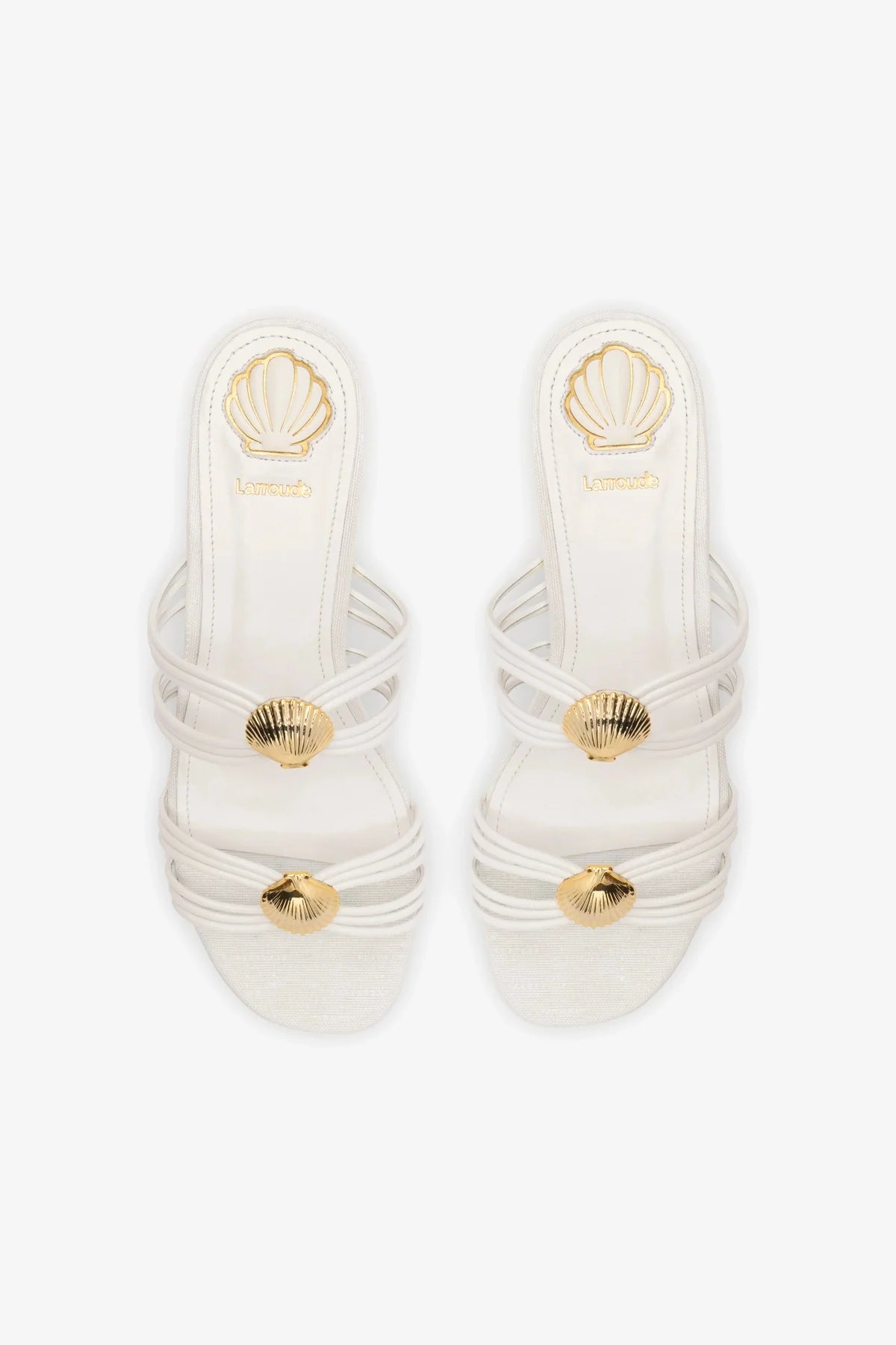 Shelly Flat Mule In White Leather - Image 3