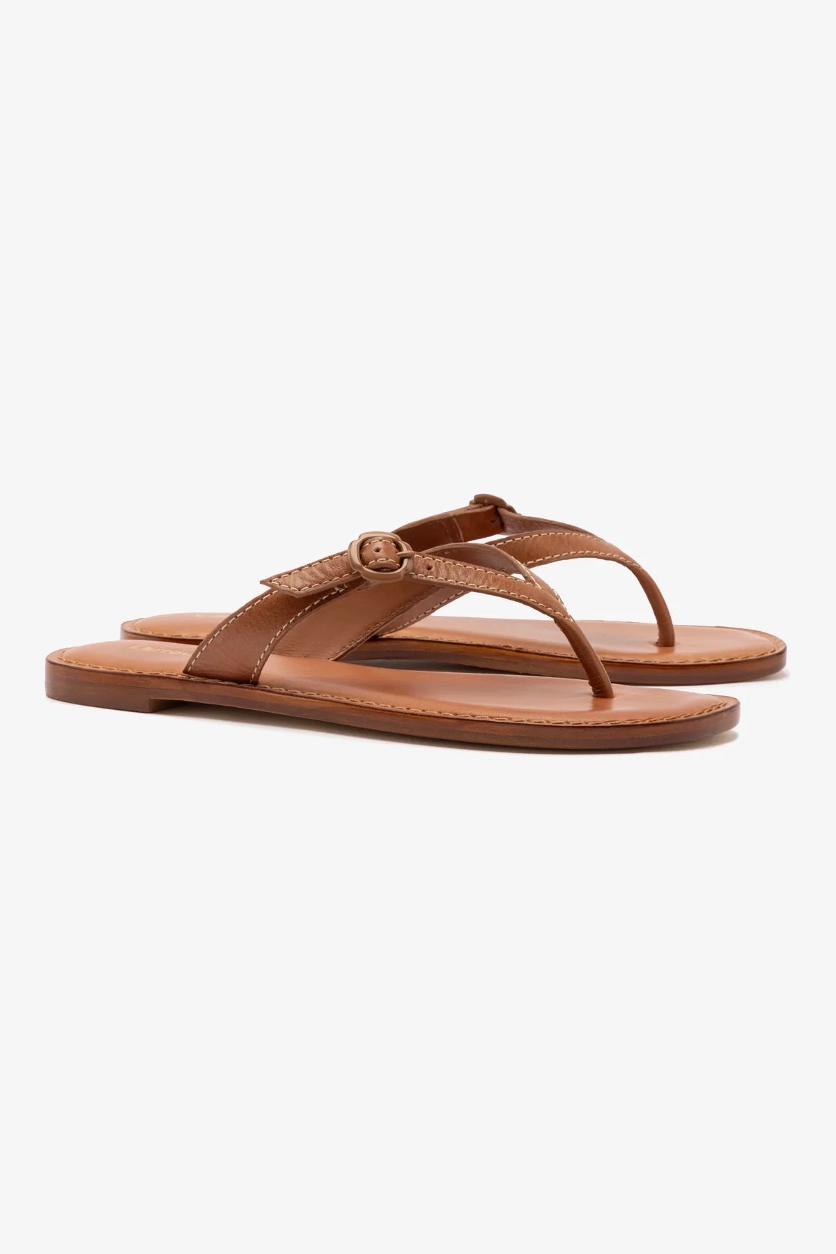 Mary Kate Flat Sandal In Caramel Leather - Image 2