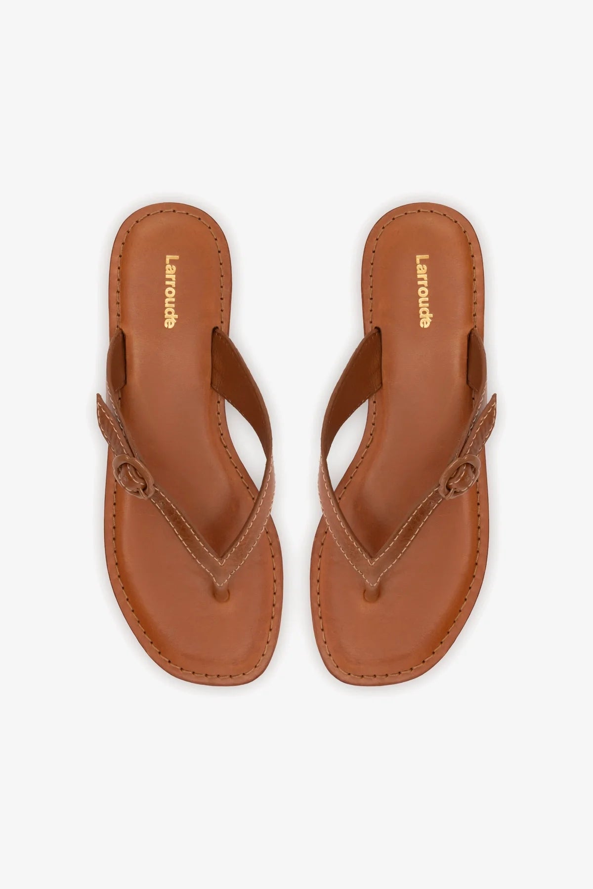 Mary Kate Flat Sandal In Caramel Leather - Image 3