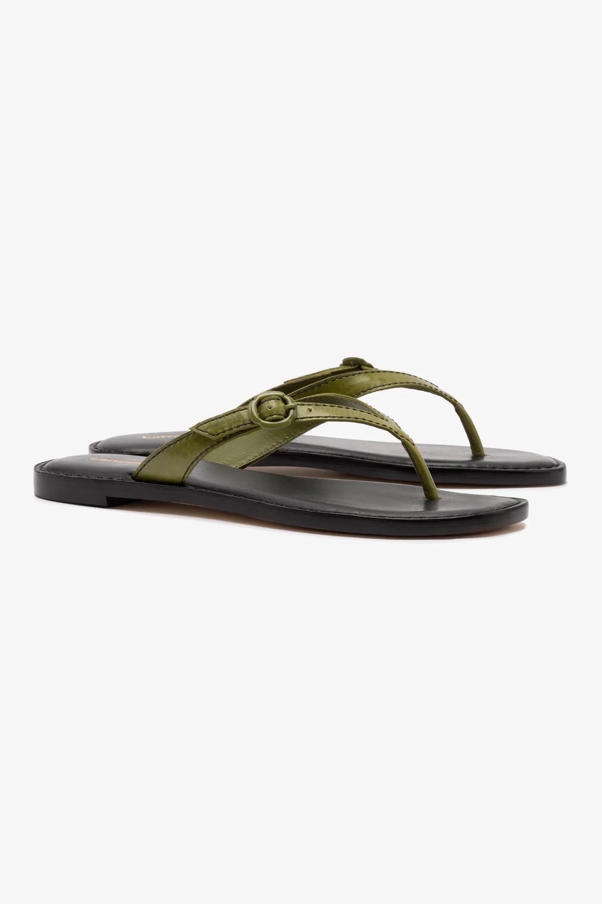 Mary Kate Flat Sandal In Seaweed Leather - Image 2