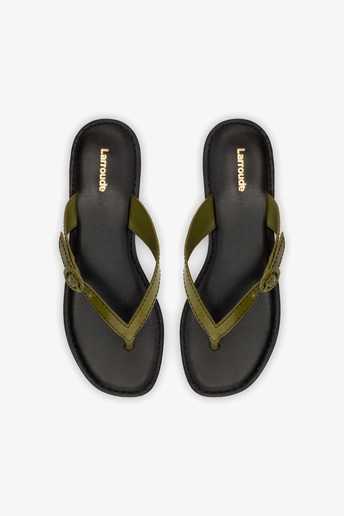 Mary Kate Flat Sandal In Seaweed Leather - Image 3