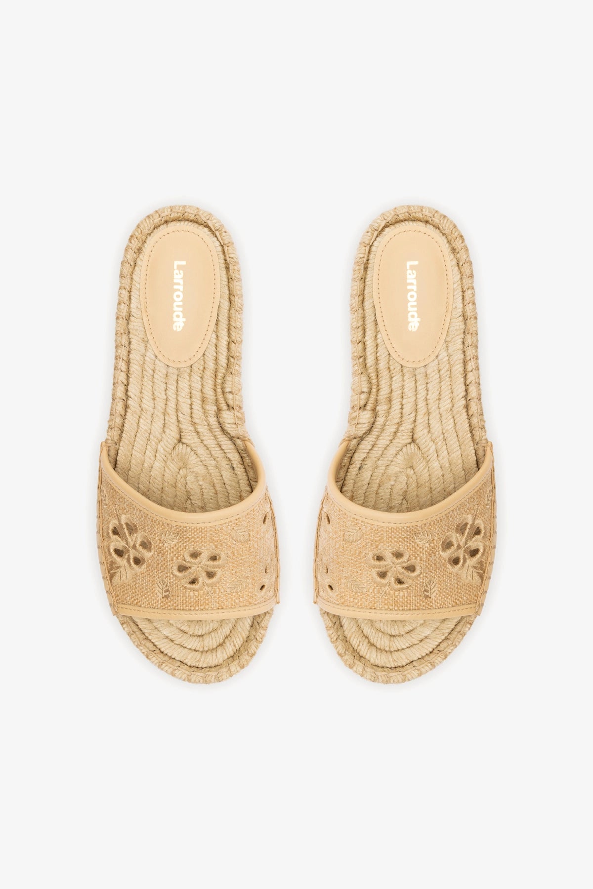 Letizia Espadrille Flatform In Beige Raffia and Hibiscus Broderie - Image 3