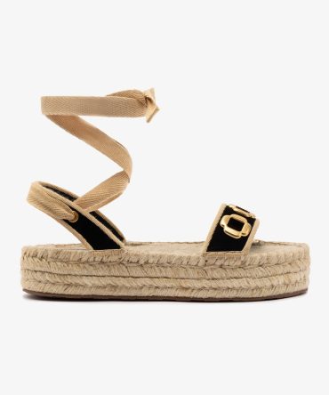 Milan Espadrille Flatform In Black Suede