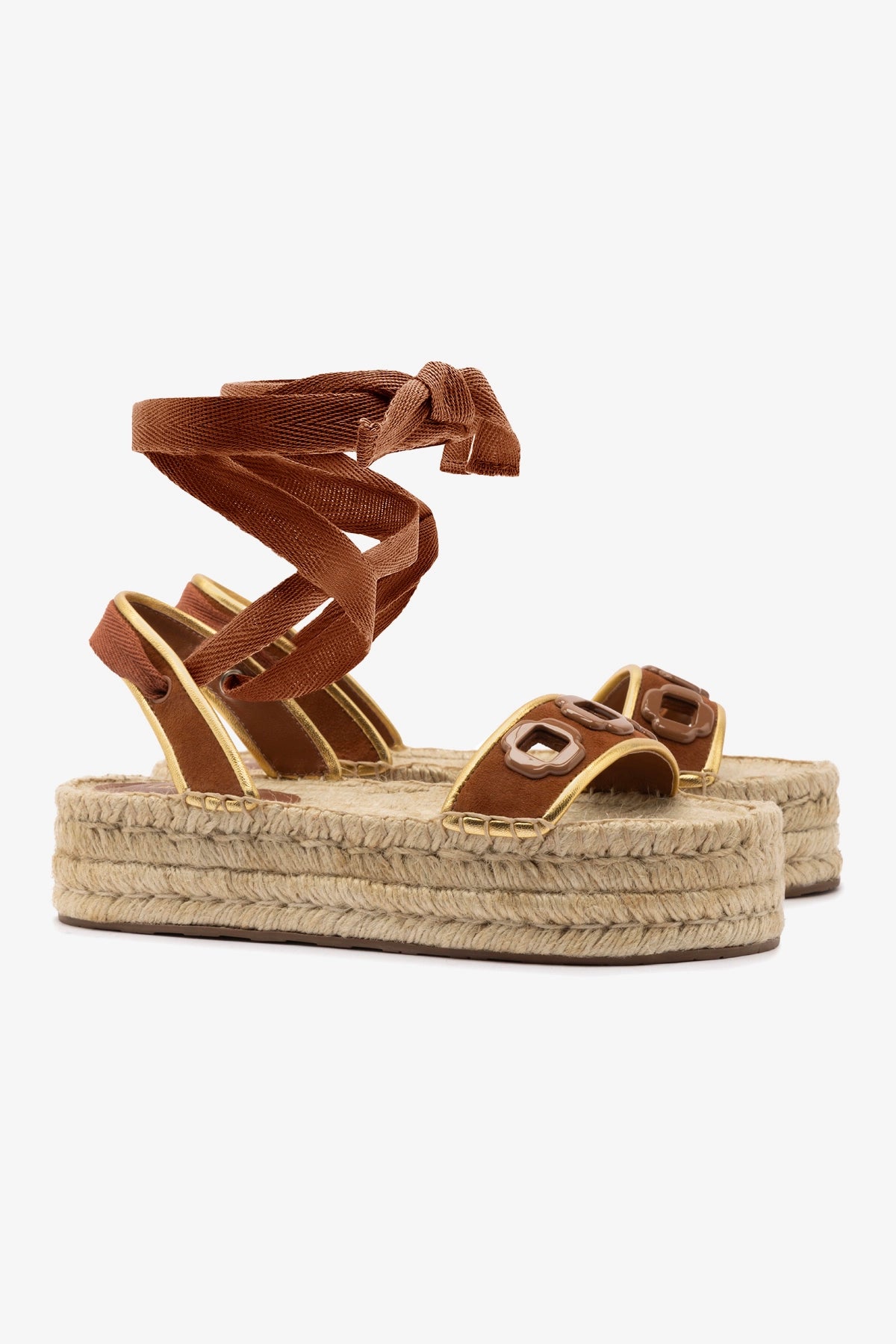 Milan Espadrille Flatform In Caramel Suede - Image 2