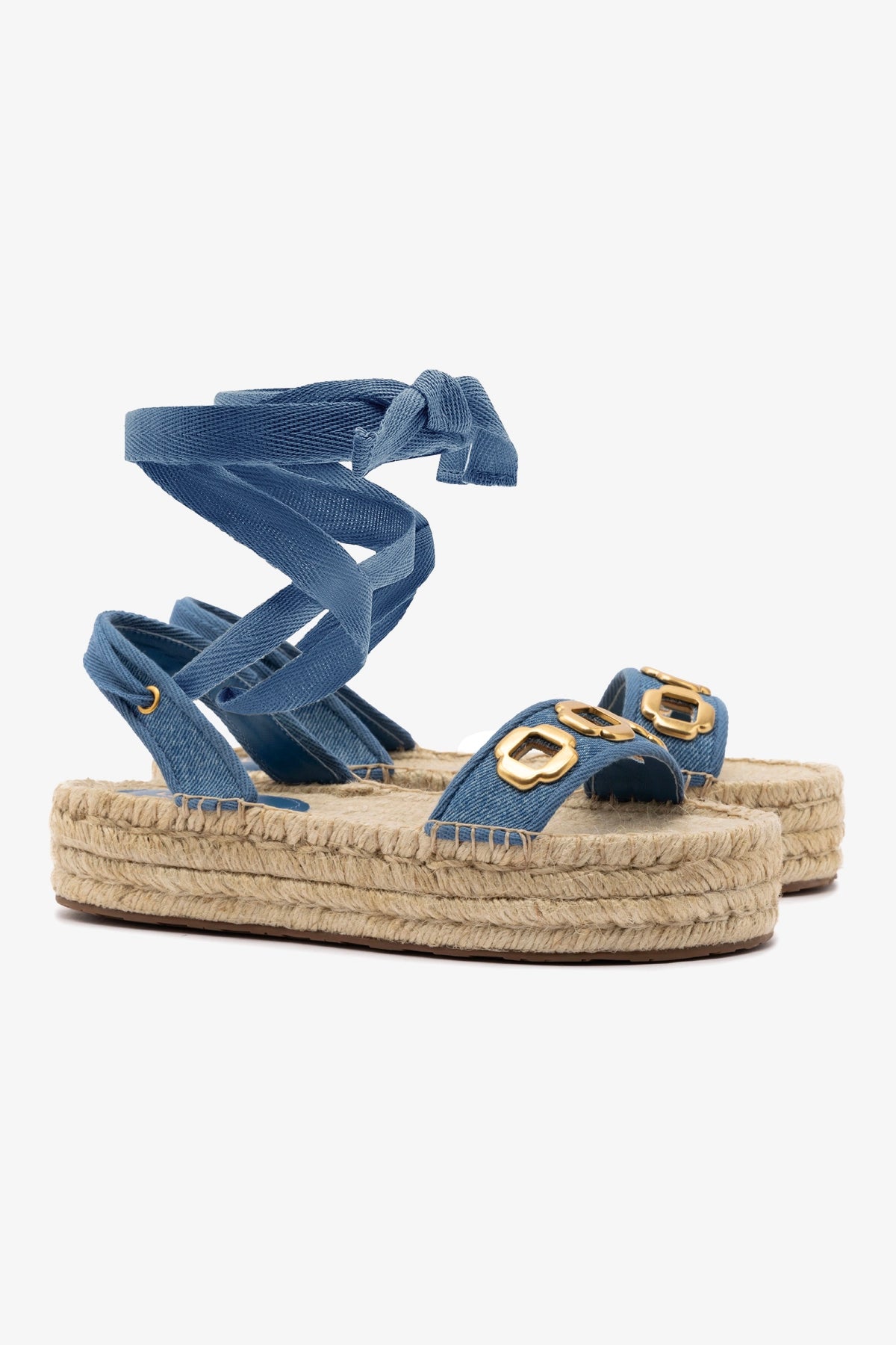Milan Espadrille Flatform In Blue Stoned Denim - Image 2