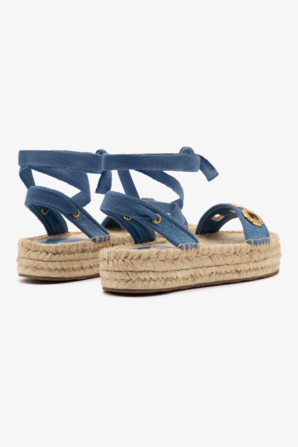 Milan Espadrille Flatform In Blue Stoned Denim - Image 3