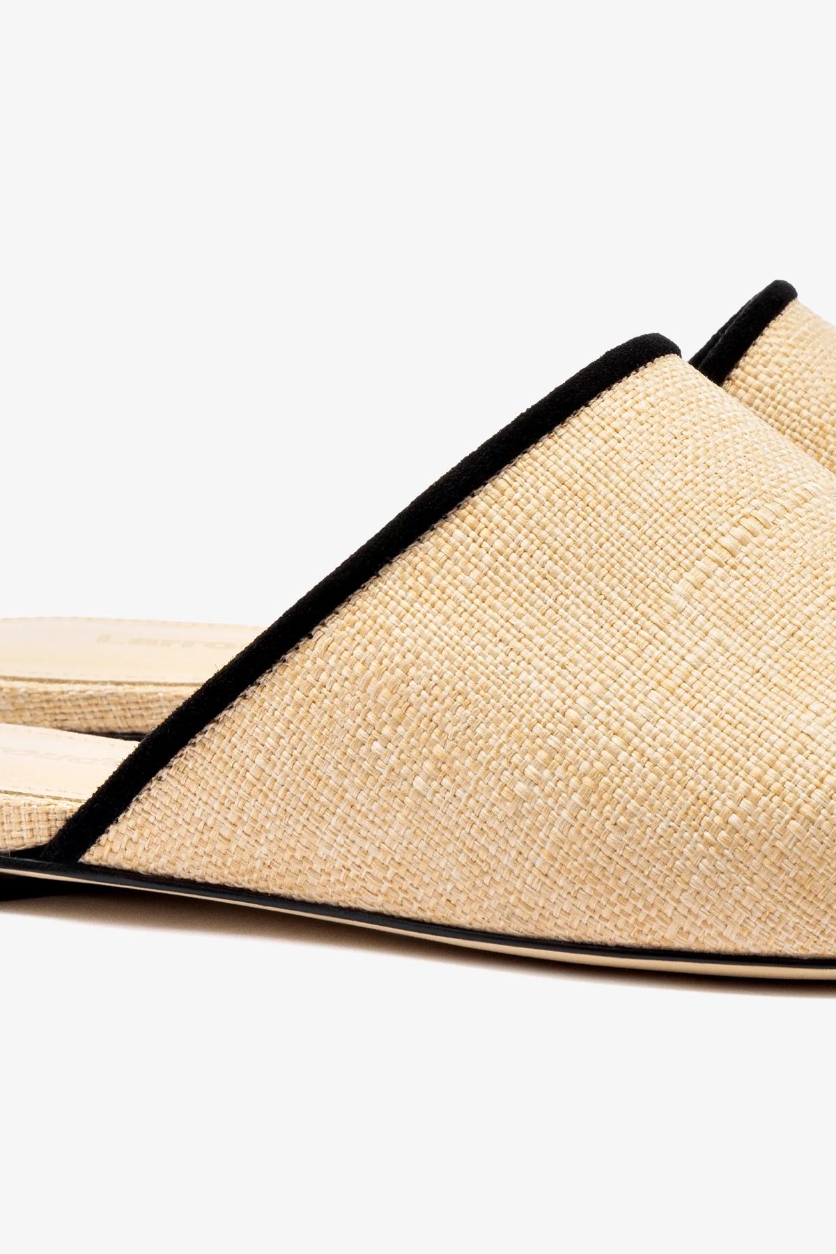 Venice Flat Mule In Beige Raffia and Black Trimming - Image 4