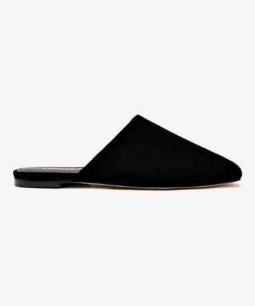 Venice Flat Mule and Pouch Kit In Black Suede