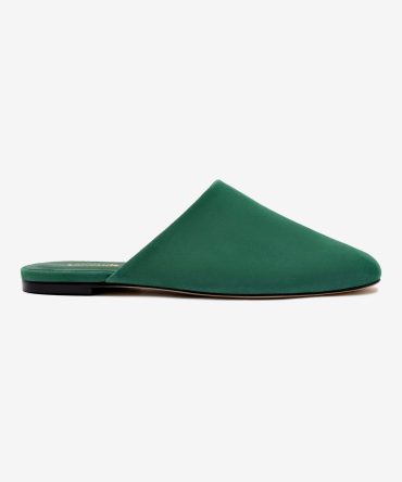 Venice Flat Mule and Pouch Kit In Emerald Suede