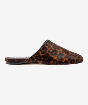 Venice Flat Mule In Leopard Print Calf Hair