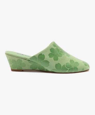 Venice Wedge In Pistacchio Sakura Printed Suede